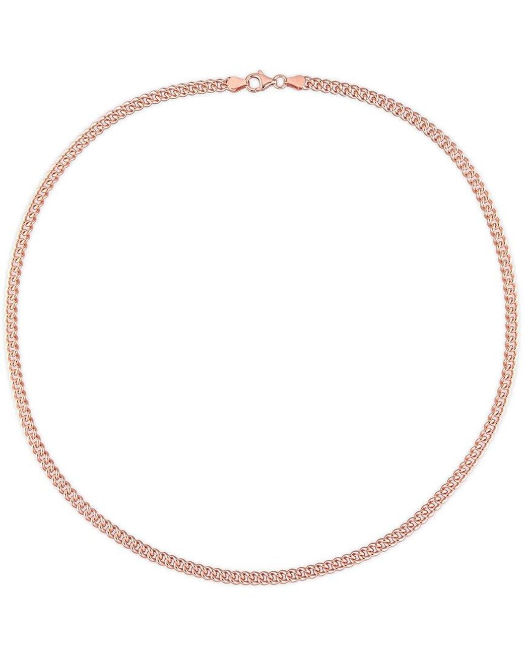 Italian Silver Metallic 18K Rose Over Curb Link Chain Necklace