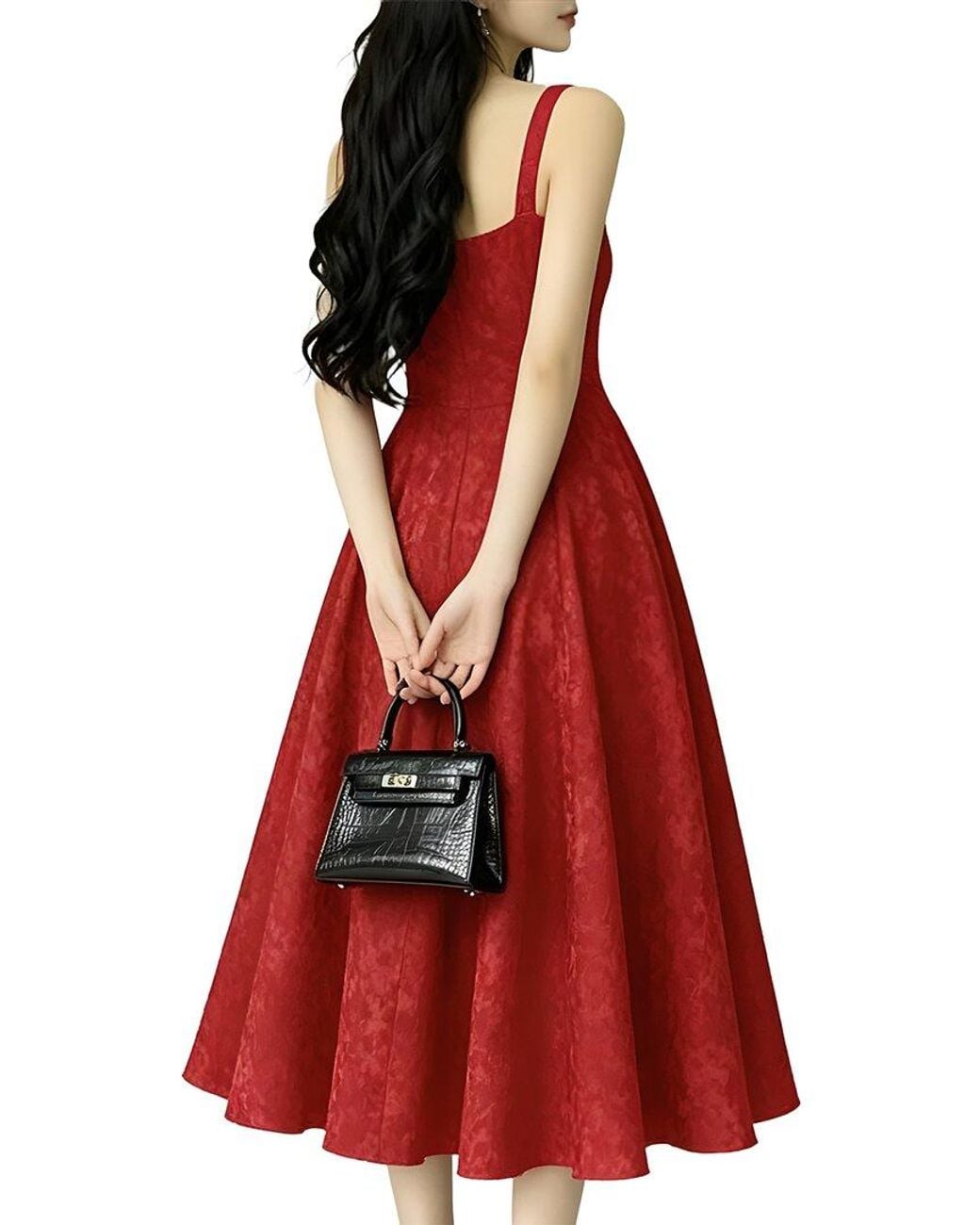 Linda Charm Red Sleeveless Midi Dress