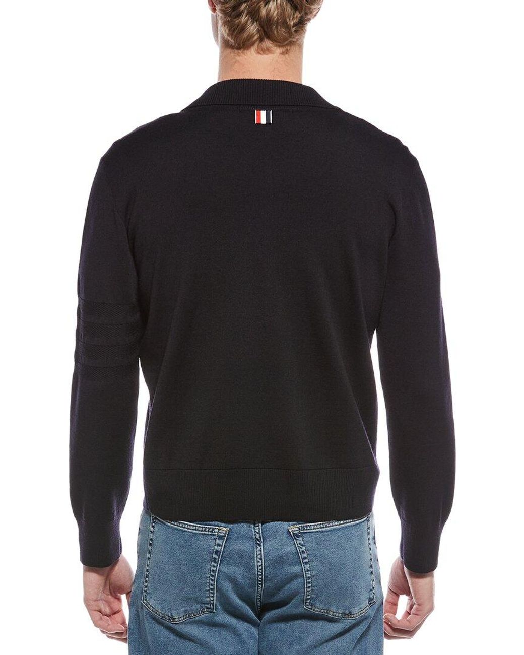 Thom Browne Black Double Face Wool & Linen-Blend Pullover for men