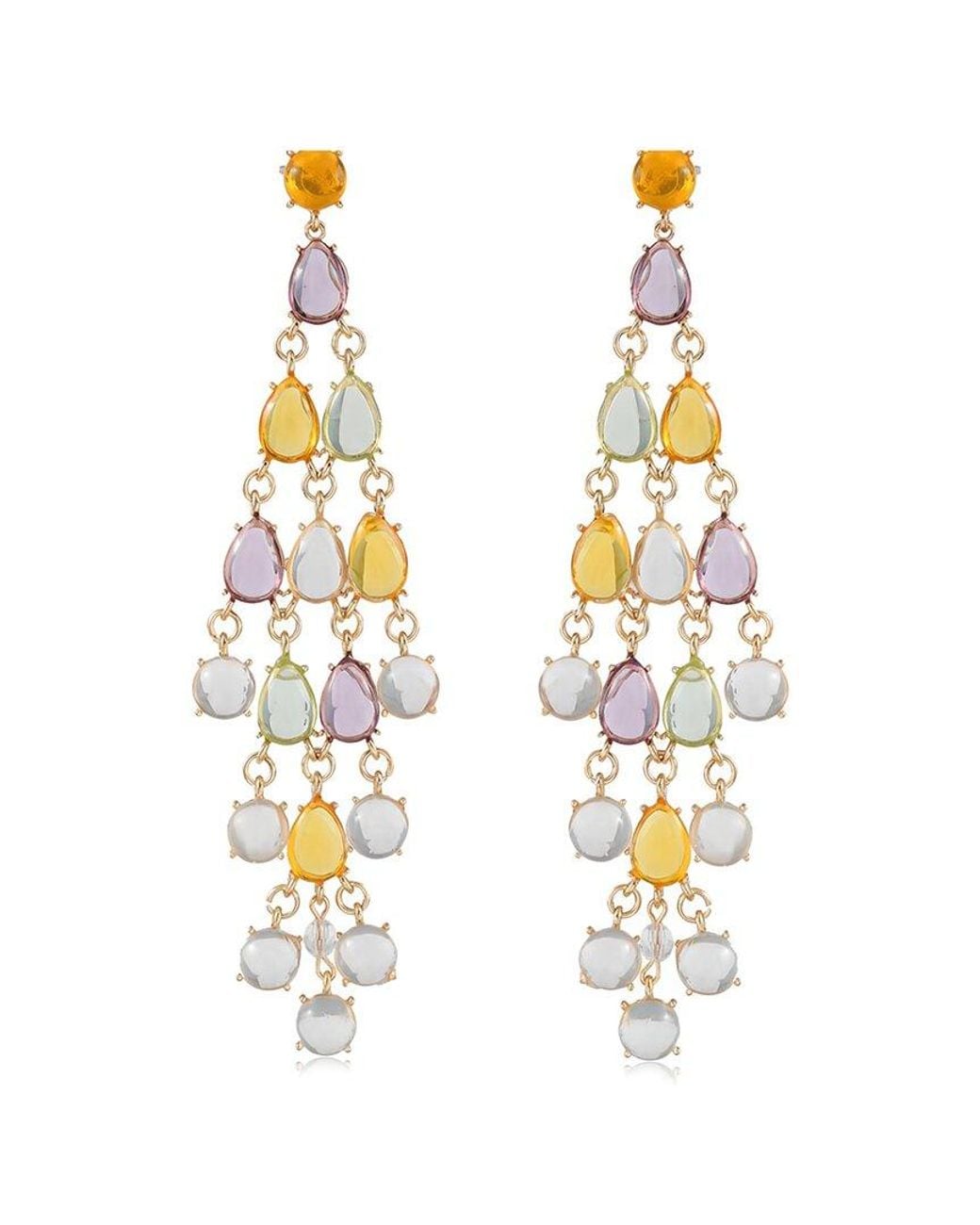 Liv Oliver Metallic 18K Plated 35.00 Ct. Tw. Multi Gemstones Earrings