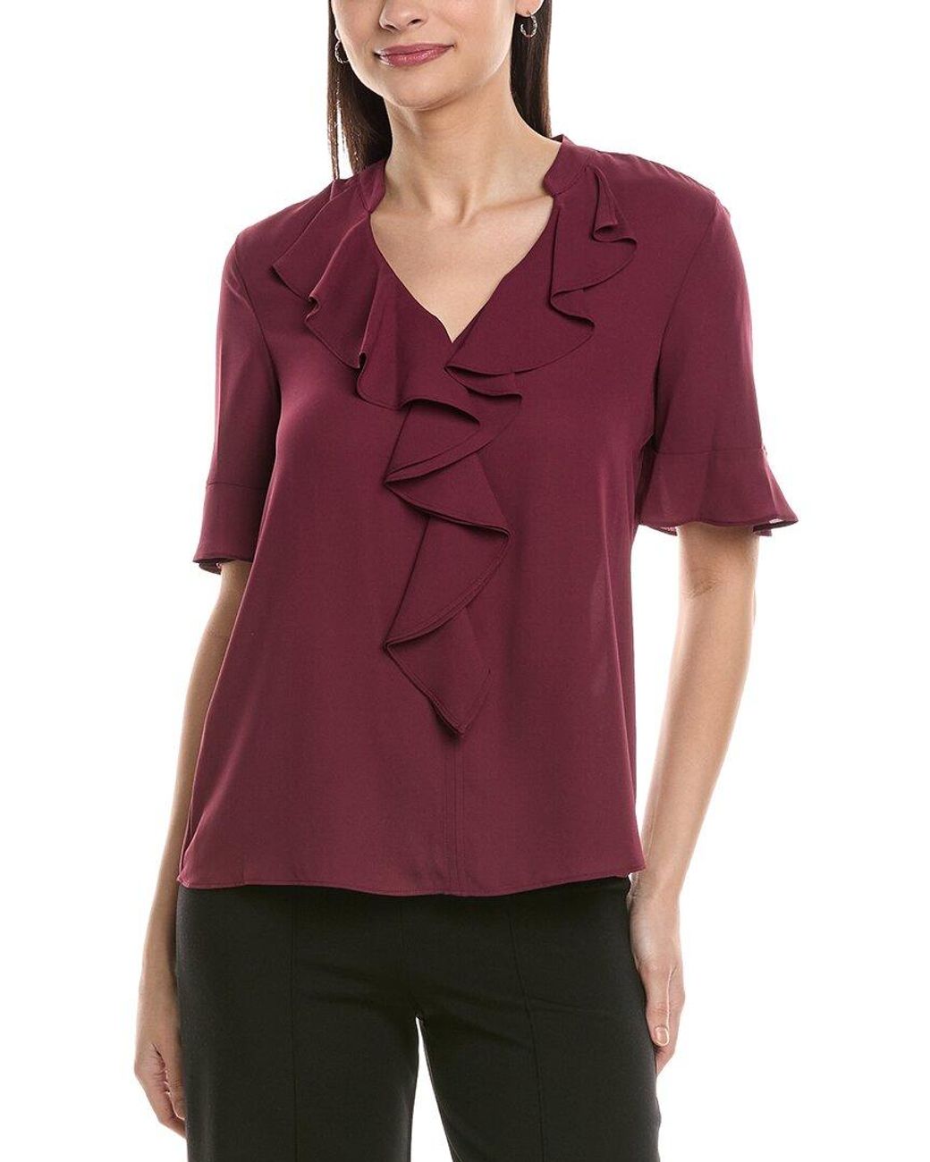 Karl Lagerfeld Purple Ruffle Blouse