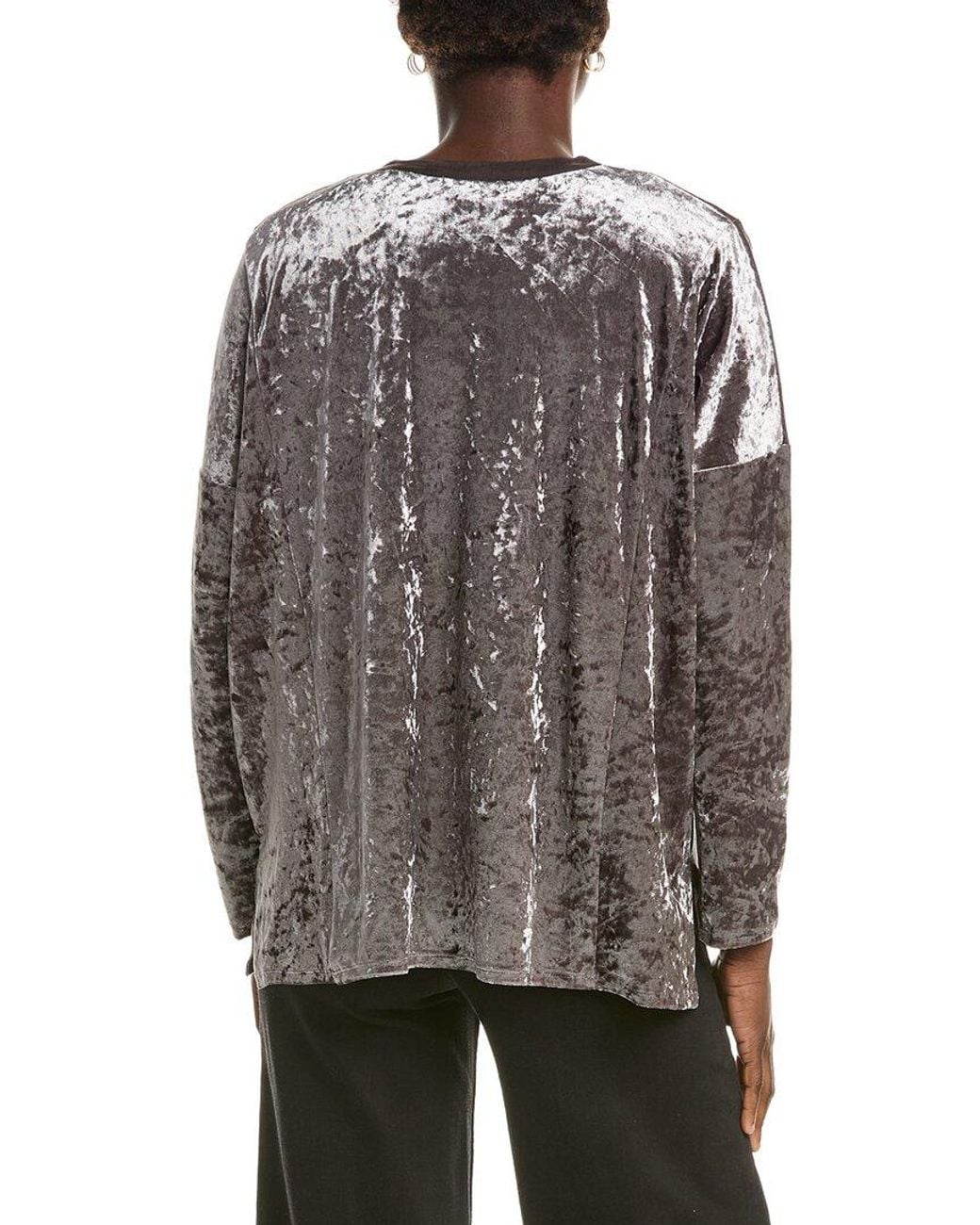 Johnny Was Gray Velvet Boxy Top