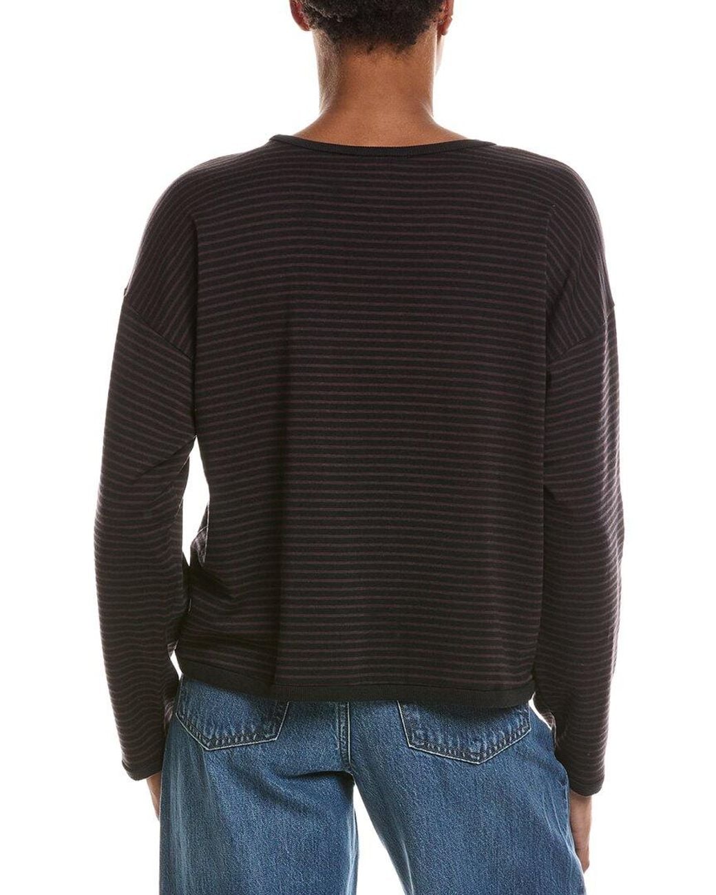 Eileen Fisher Black Round Neck Box Top
