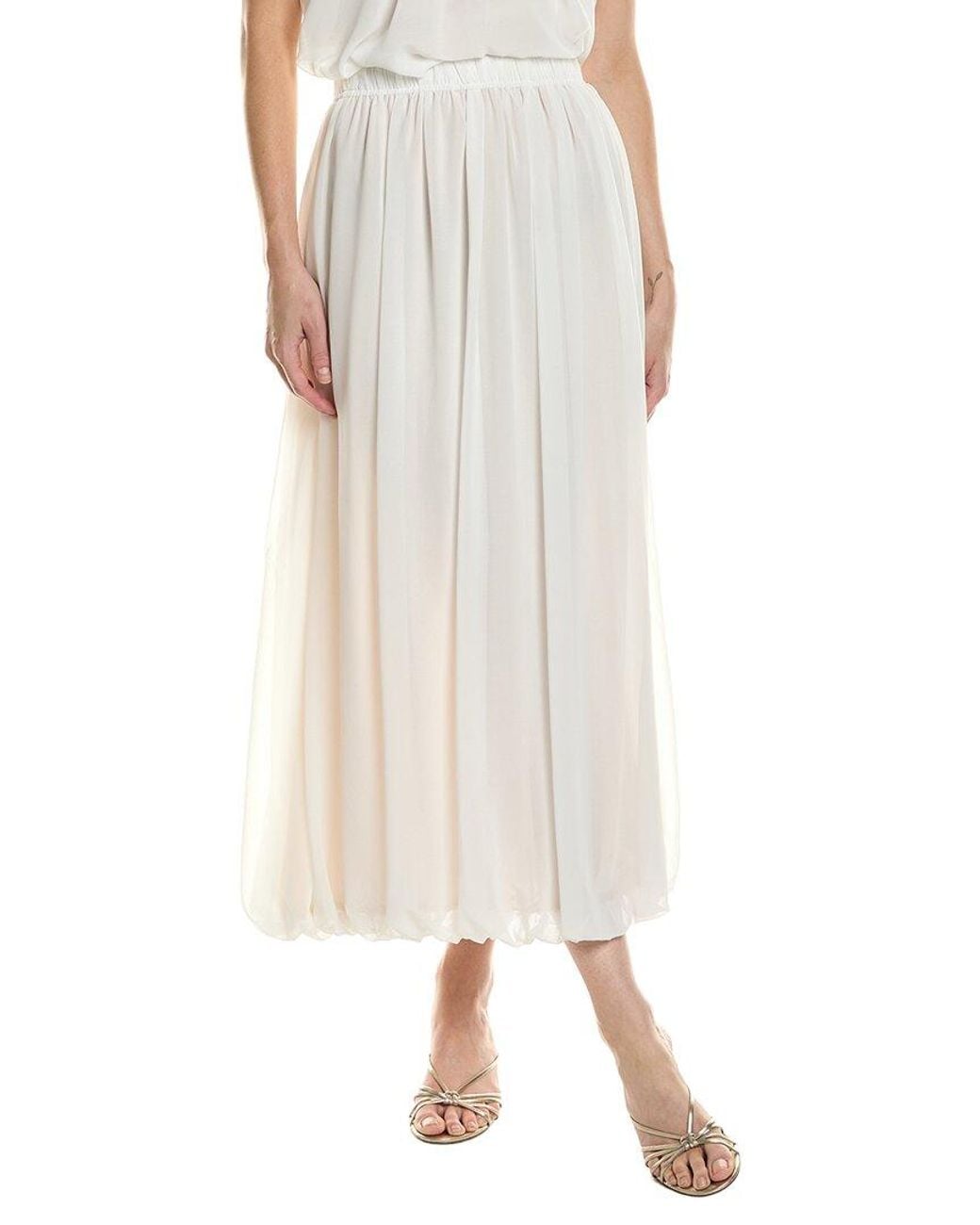 Bardot Natural Corina Chiffon Midi Skirt