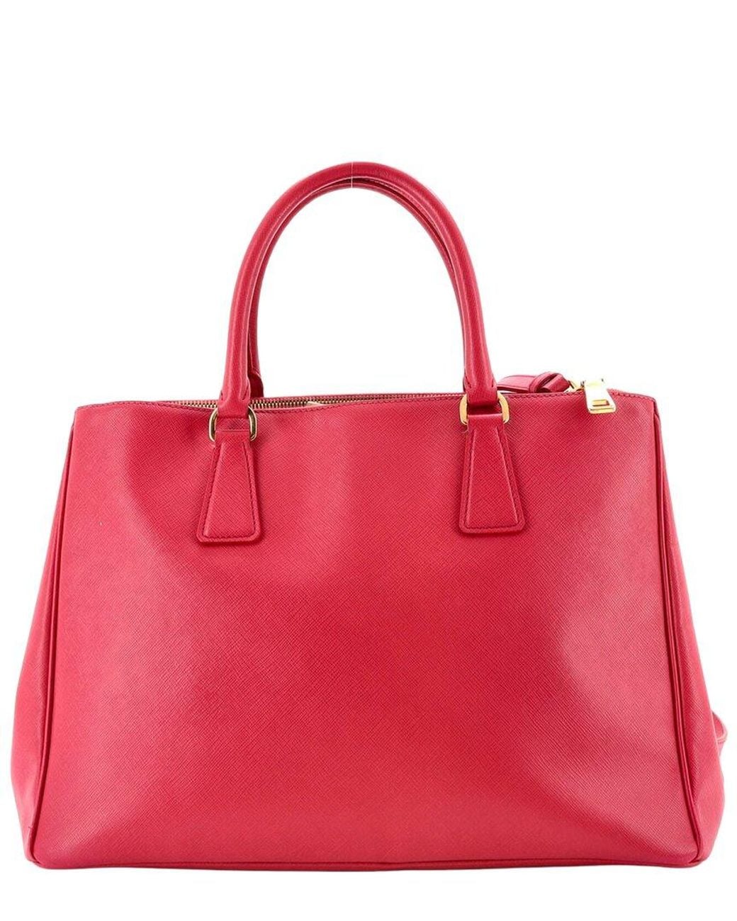 Prada Red Saffiano Leather Double Zip Lux Tote Medium (Authentic Pre-Loved)