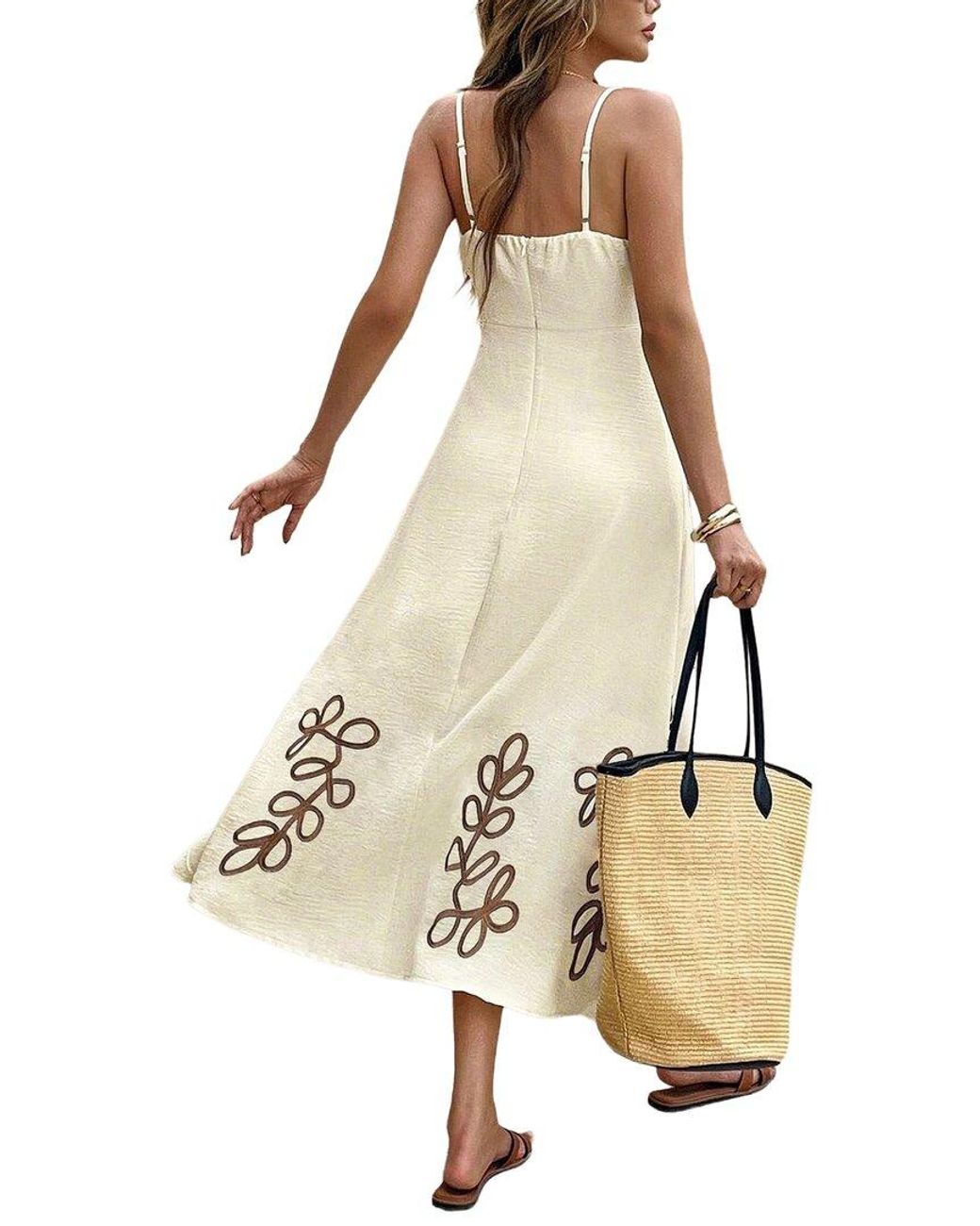 AMINA GLAM Natural Midi Dress