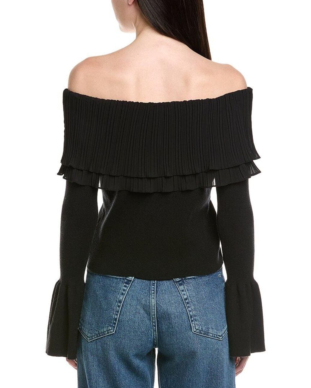 Madison Miles Black Off-The-Shoulder Top