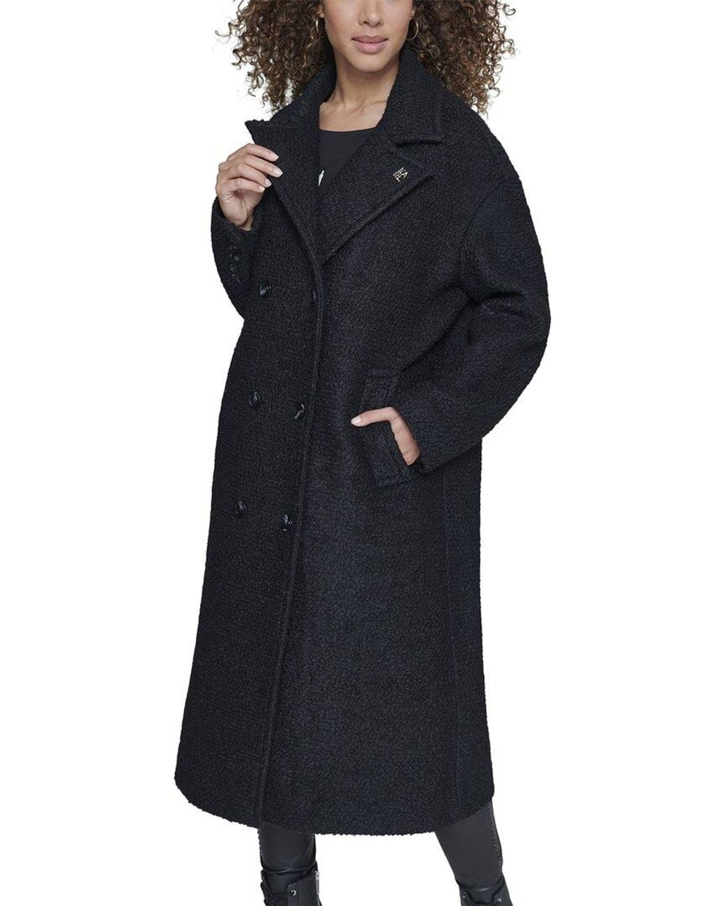 Karl Lagerfeld Black Wool-Blend Coat