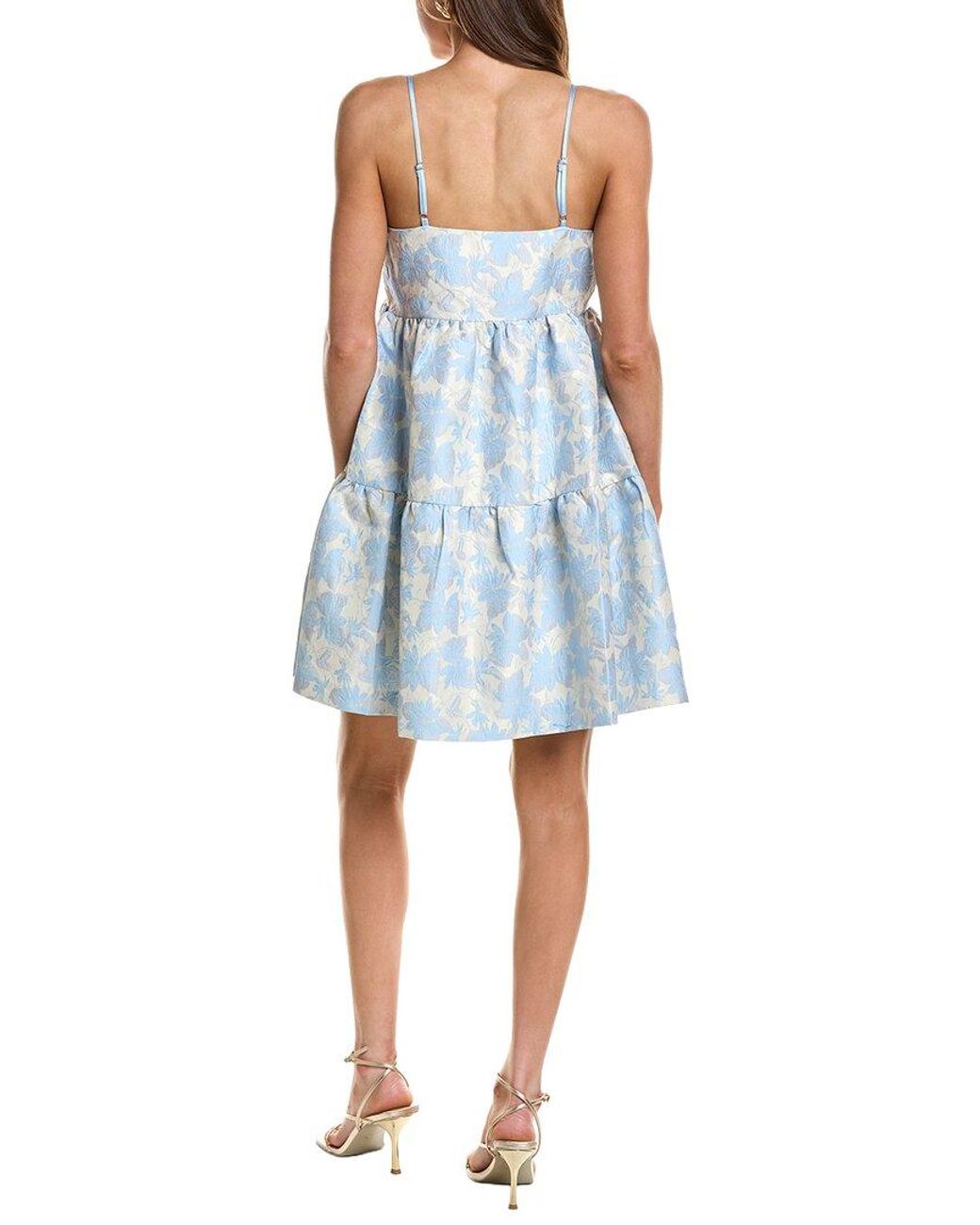 Endless Rose Blue Floral Jacquard Mini Dress