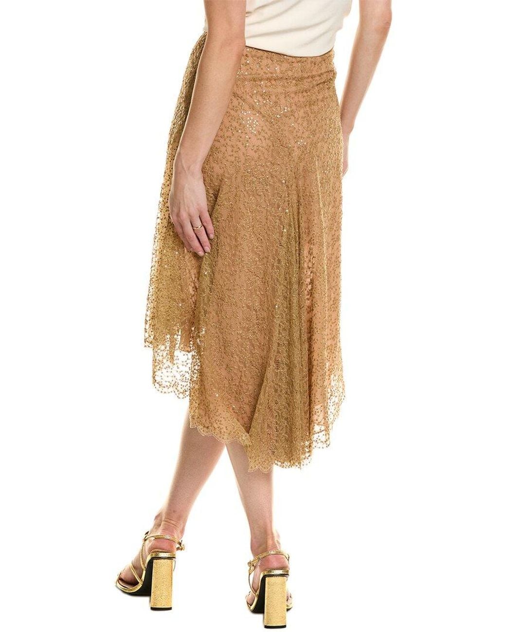 Michael Kors Natural Silk-Blend Lace Dance Skirt