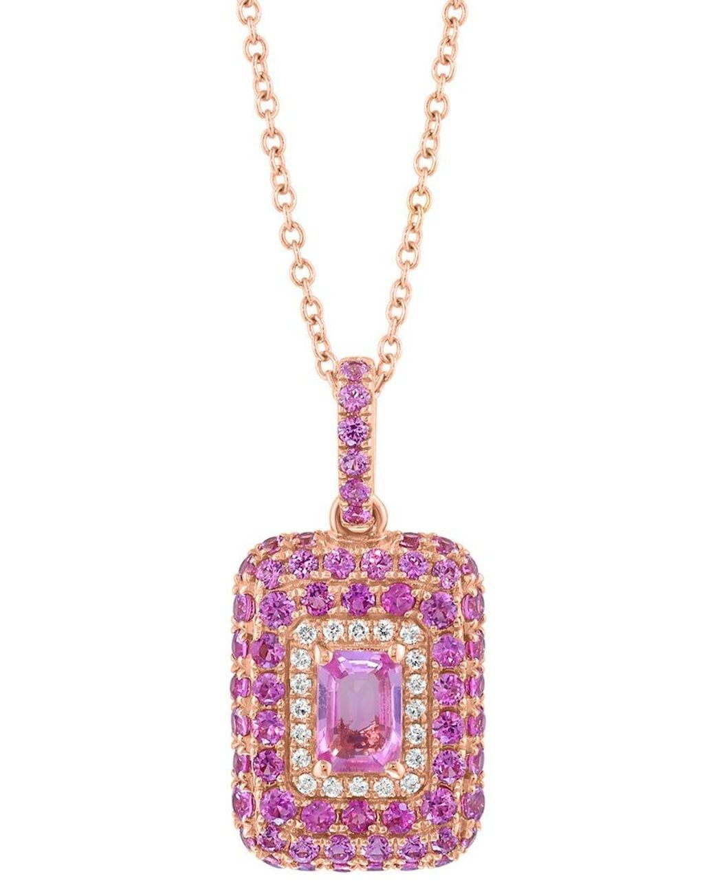 Effy Fine Jewelry Pink 14K Rose 1.99 Ct. Tw. Diamond & Sapphire Necklace