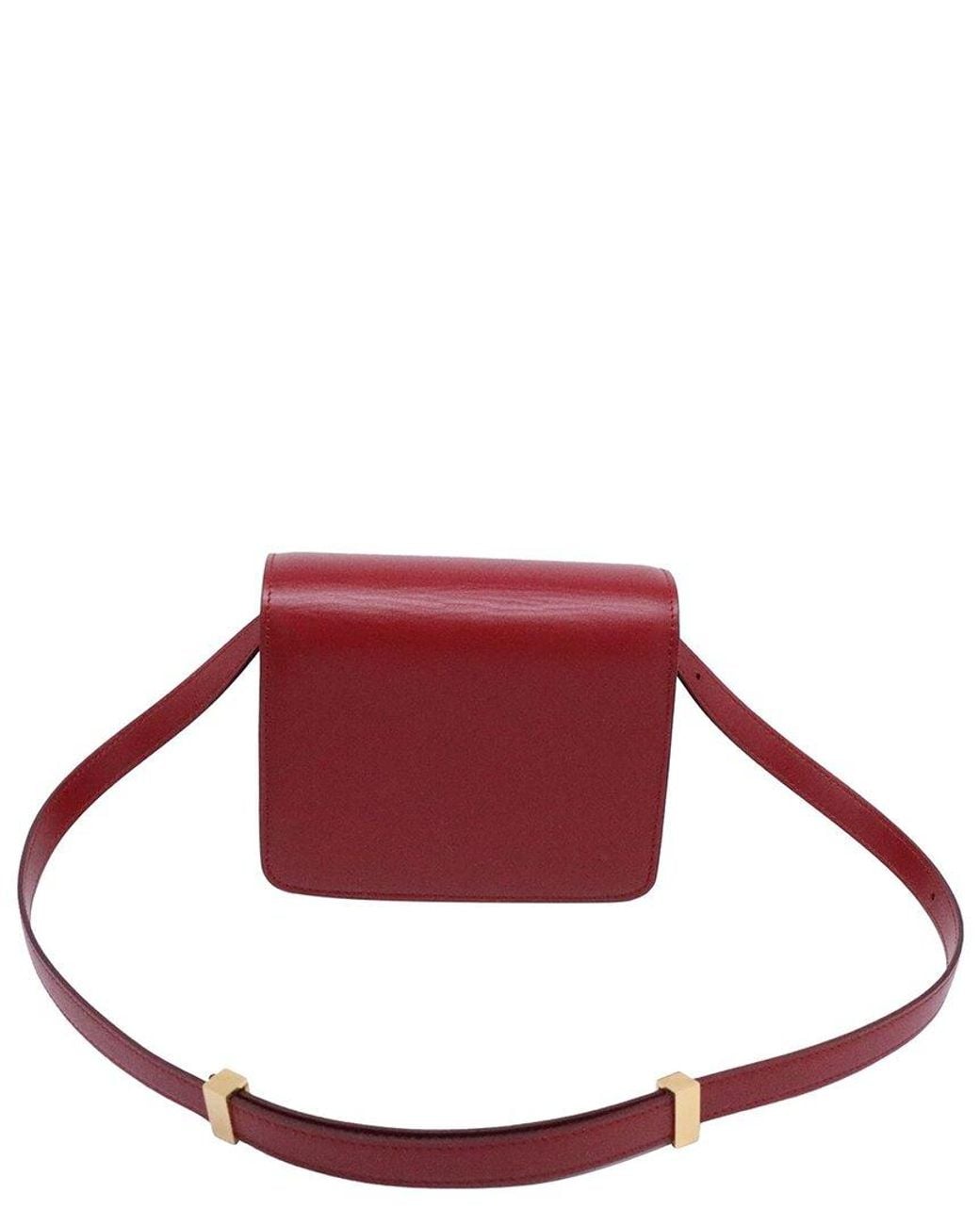 Céline Red Burgundy Calfskin Leather Classic Box Small Shoulder Bag (Authentic Pre-Loved)