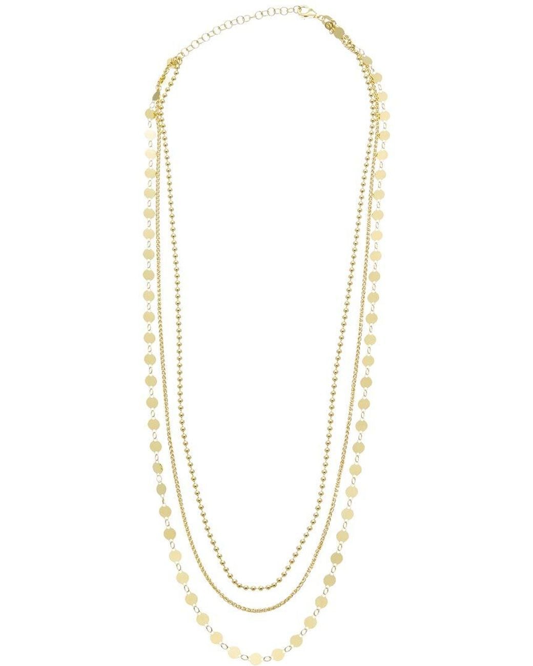 Italian Gold Over Silver Metallic 18K Plated Multi Strand Necklace