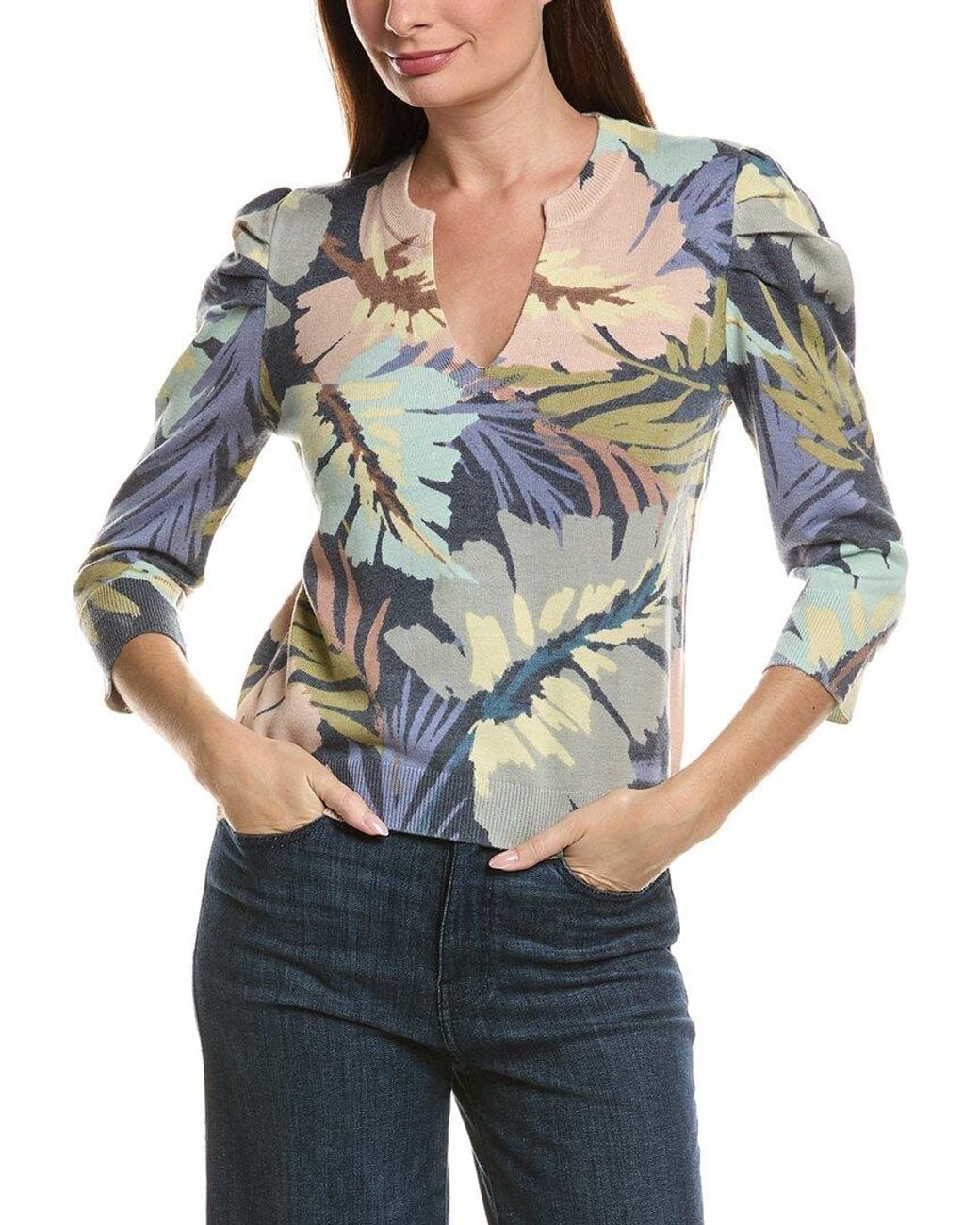 tyler boe Blue Lily Jersey Leaf Sweater