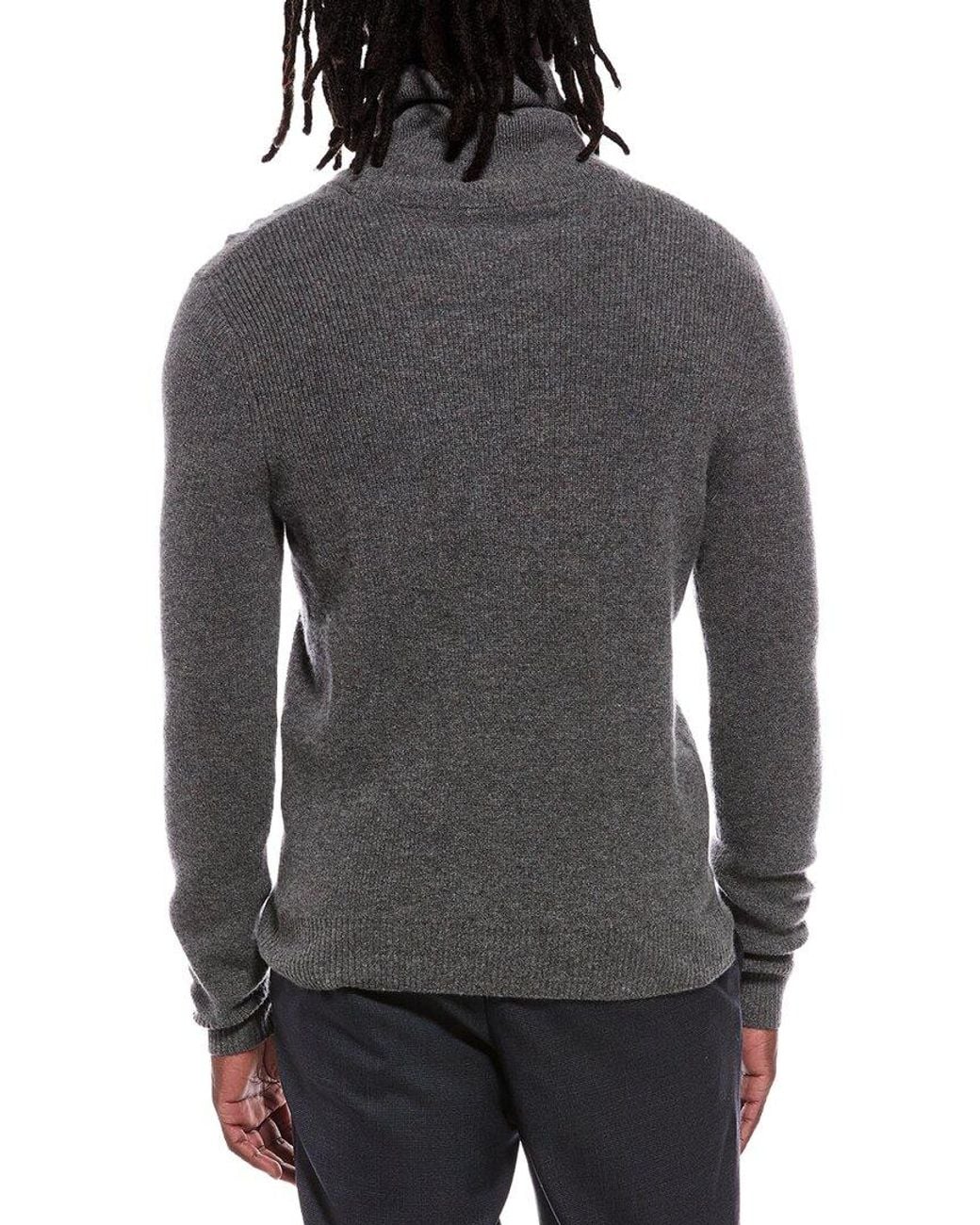 Autumn Cashmere Gray Shaker 100% Cashmere Shawl Collar Sweater for men