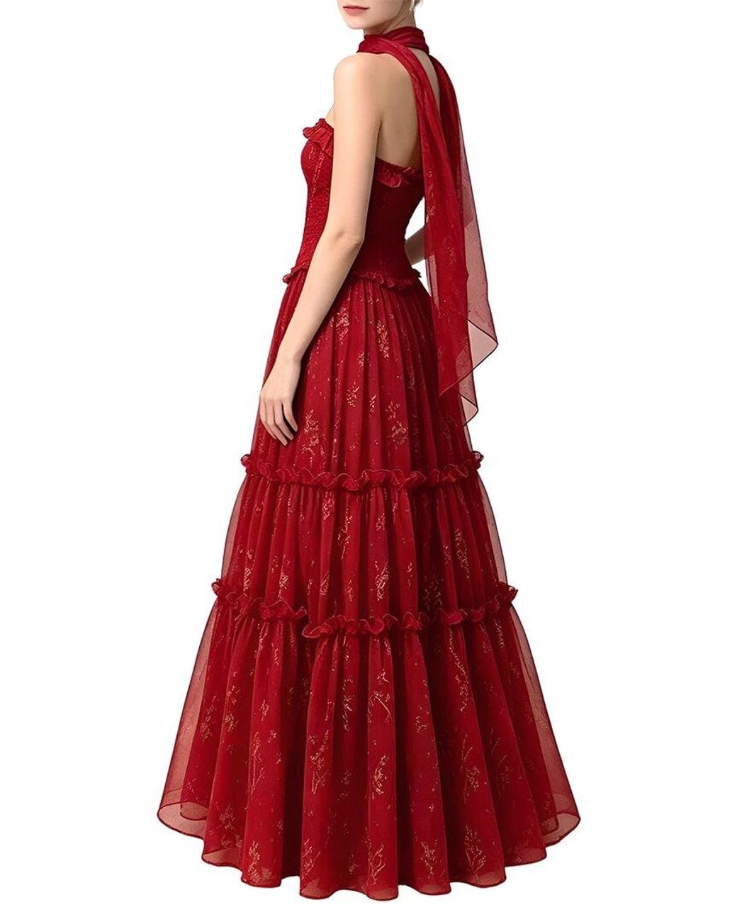 Linda Charm Red Sleeveless Maxi Dress