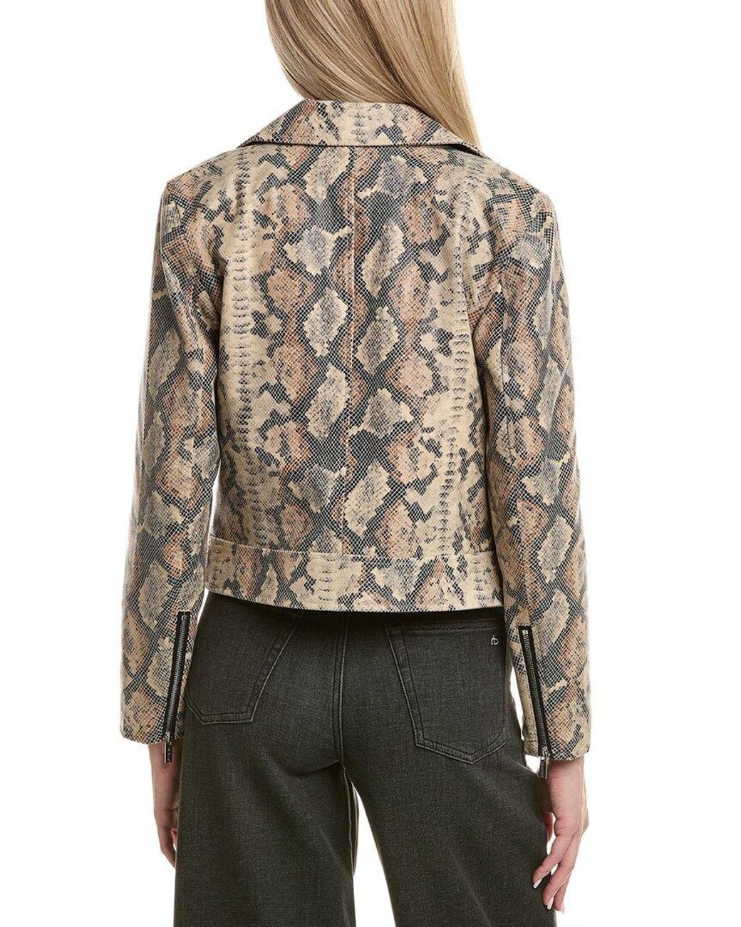 Laundry by Shelli Segal Gray Snake Moto Jacket