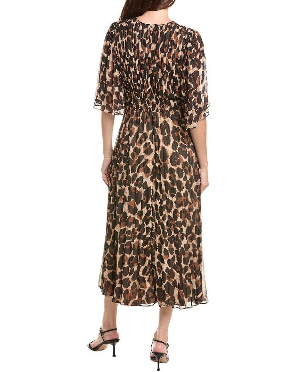 Joseph Ribkoff Brown Pleated Midi Dress