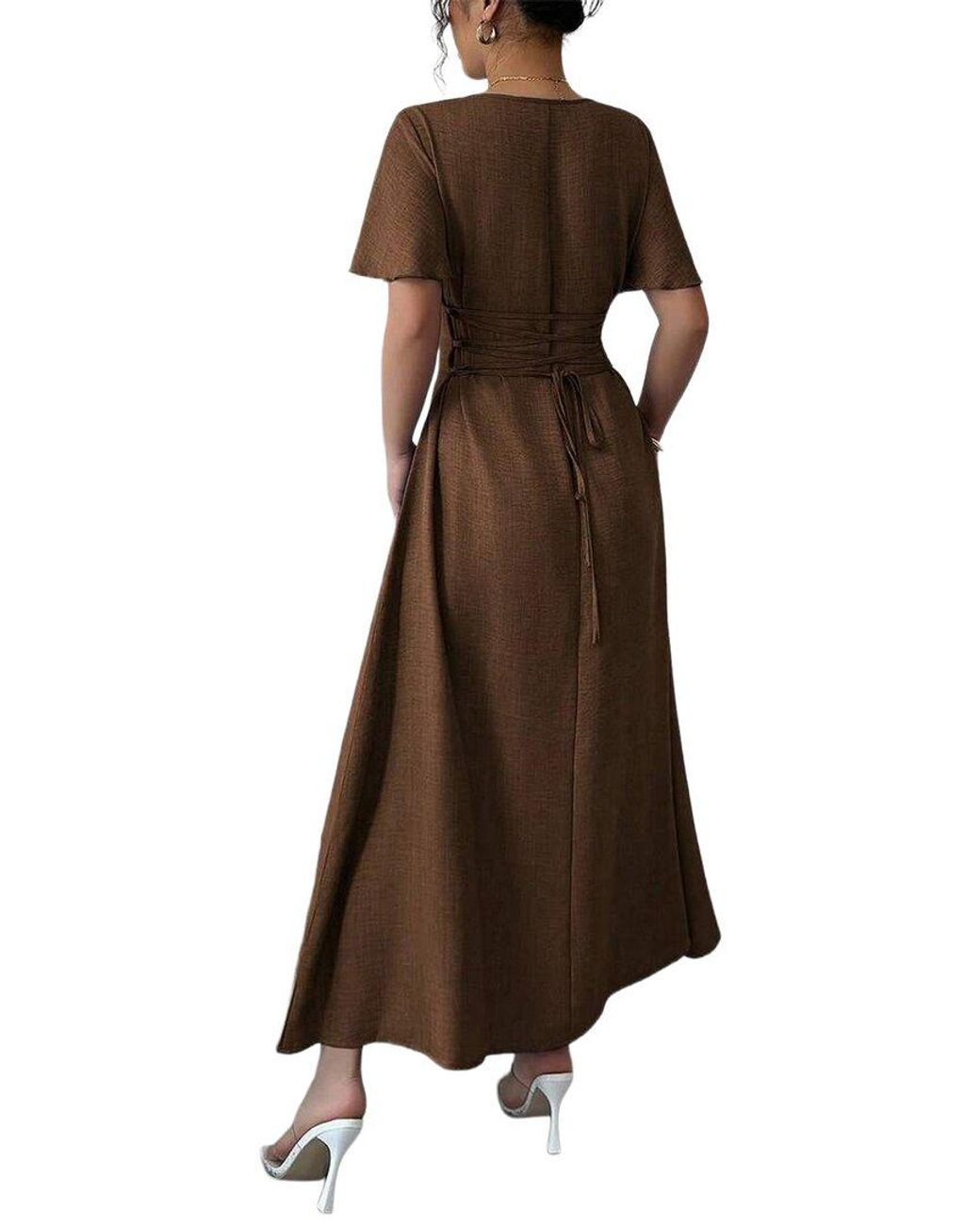 XIRELLI Brown Solid Maxi Dress