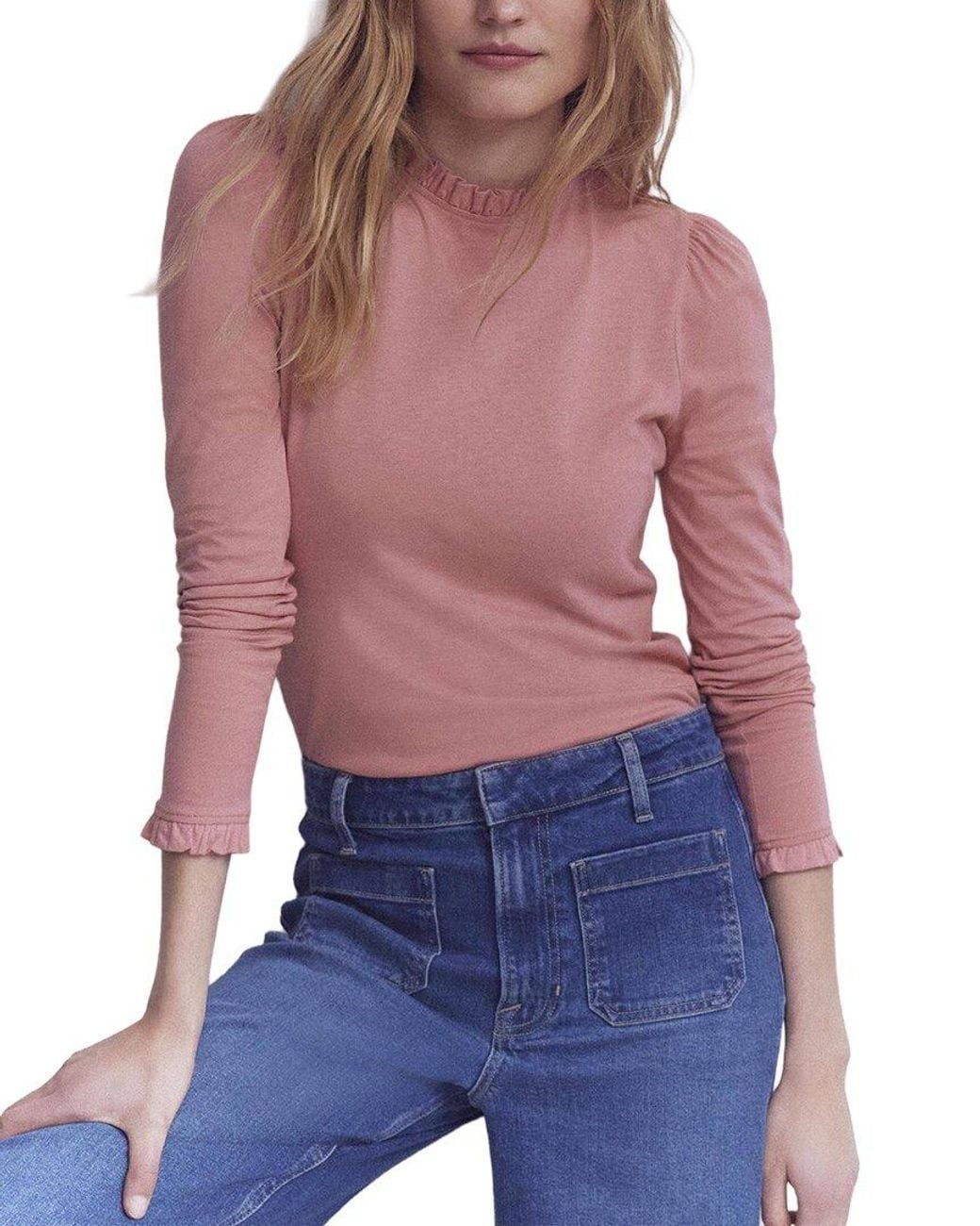 Boden Purple Supersoft Frill Detail Top