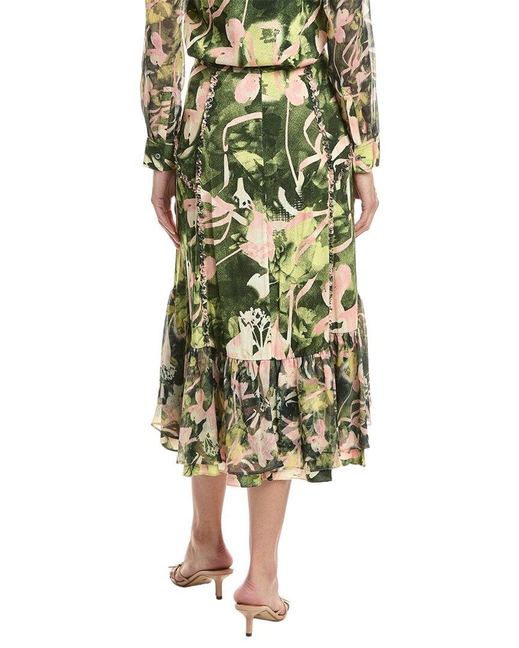 3.1 Phillip Lim Green Floating Iris Ruffle Skirt