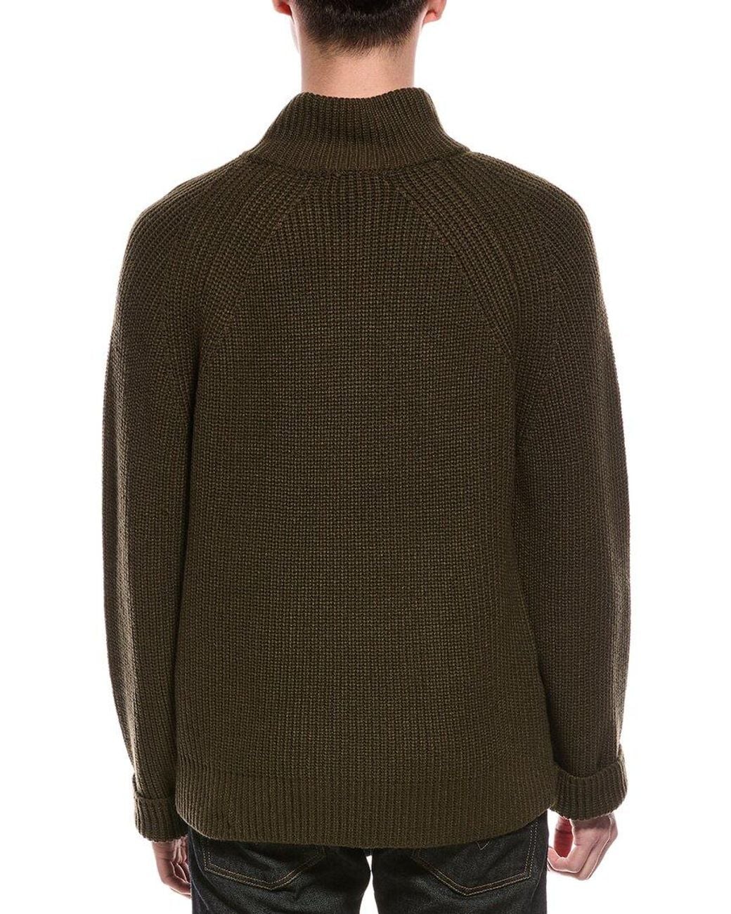 Slate & Stone Green Ribbed 1/4-Zip Mock Neck Sweater for men