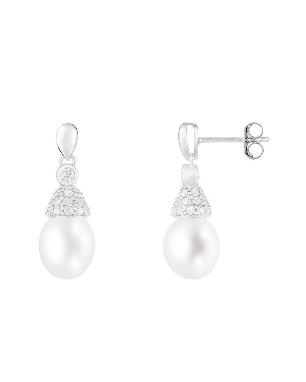 Splendid White 7.5-8Mm Pearl Cz Earrings