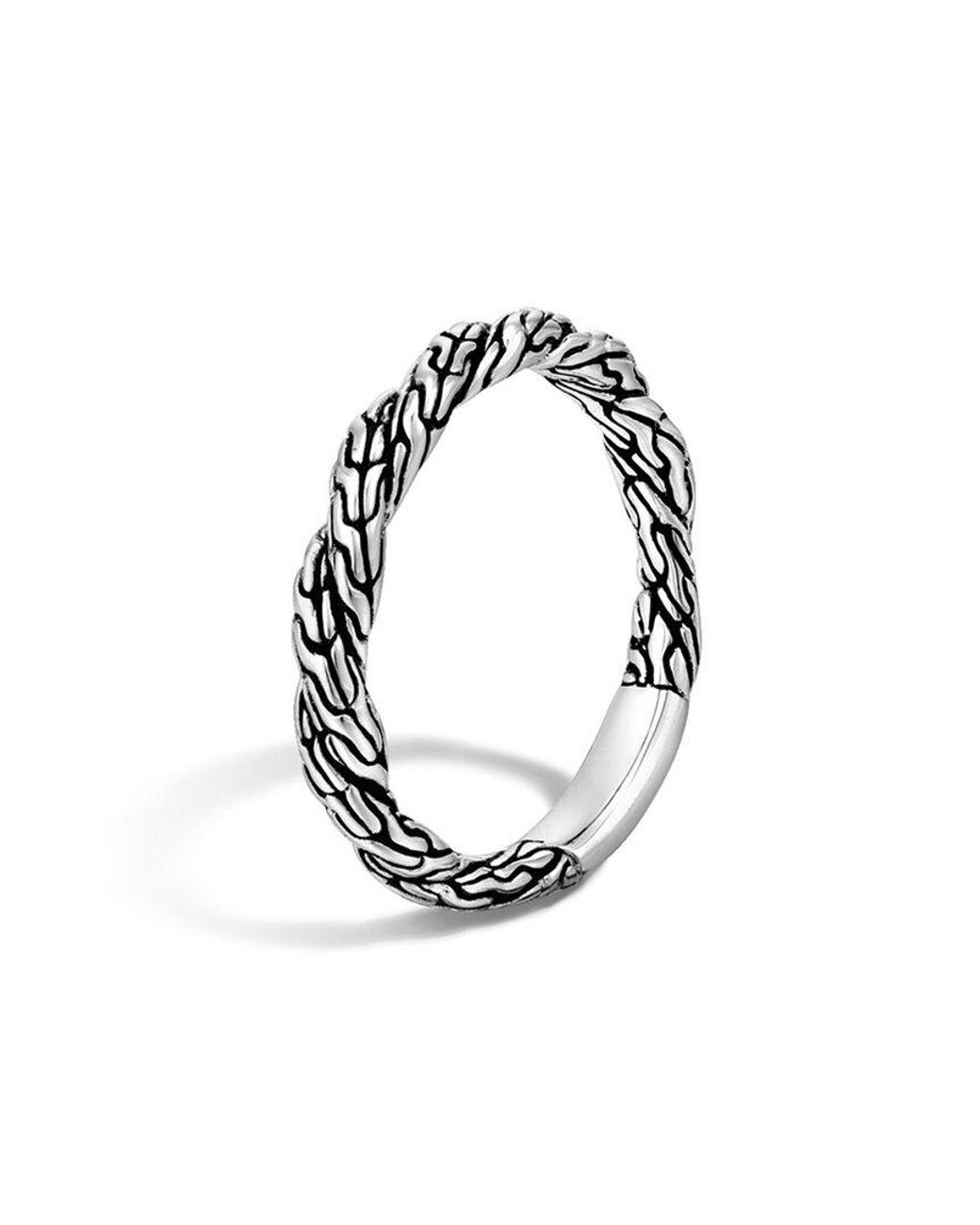 John Hardy White Silver Twist Chain Ring
