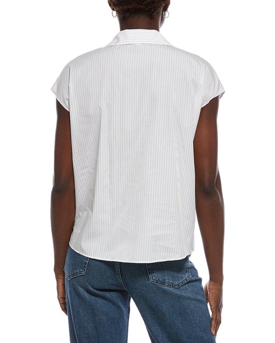 Vince White Striped Blouse