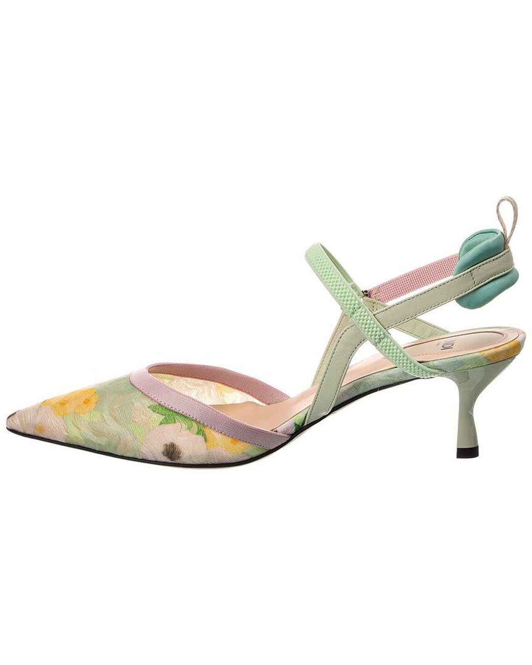 Fendi Metallic Colibri Leather Slingback Pump