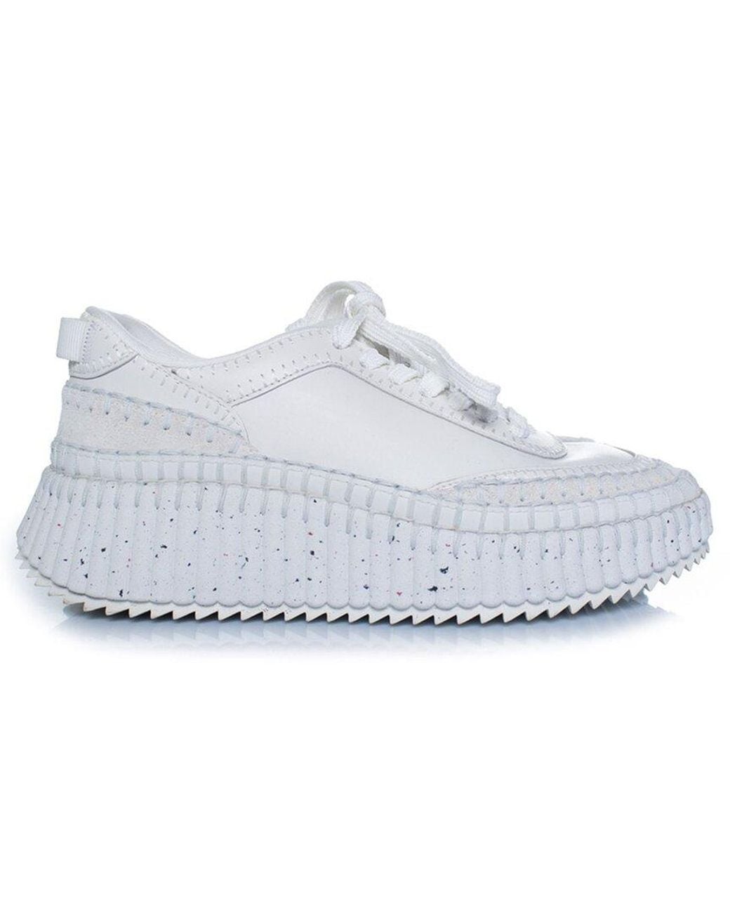 Chloé Gray Leather Nama Platform Sneaker (Authentic Pre-Loved)