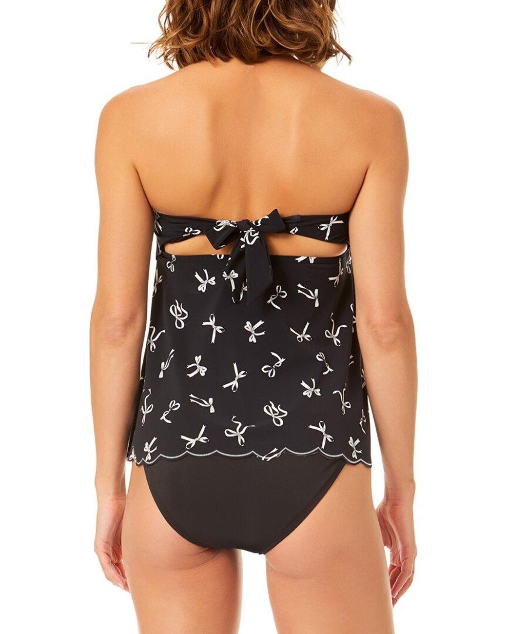 Cece Black Bandeau Back Tie Tankini