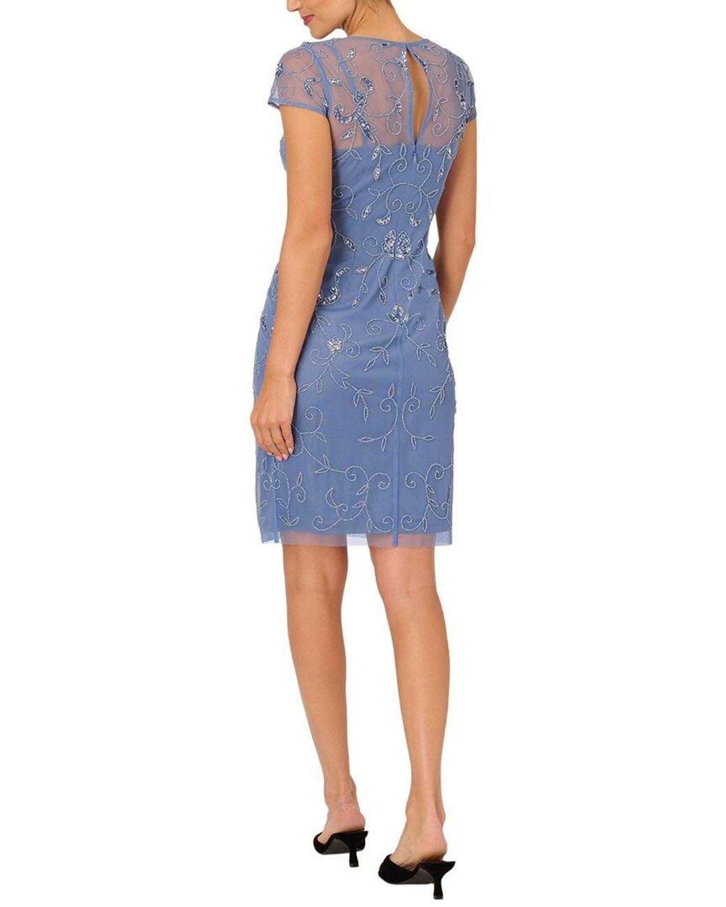 Adrianna Papell Blue Short Sleeve Mini Dress