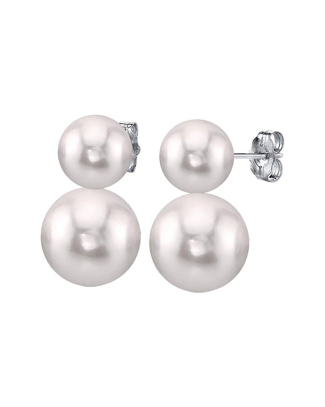 Belpearl White 8-6Mm Pearl Stud Earrings