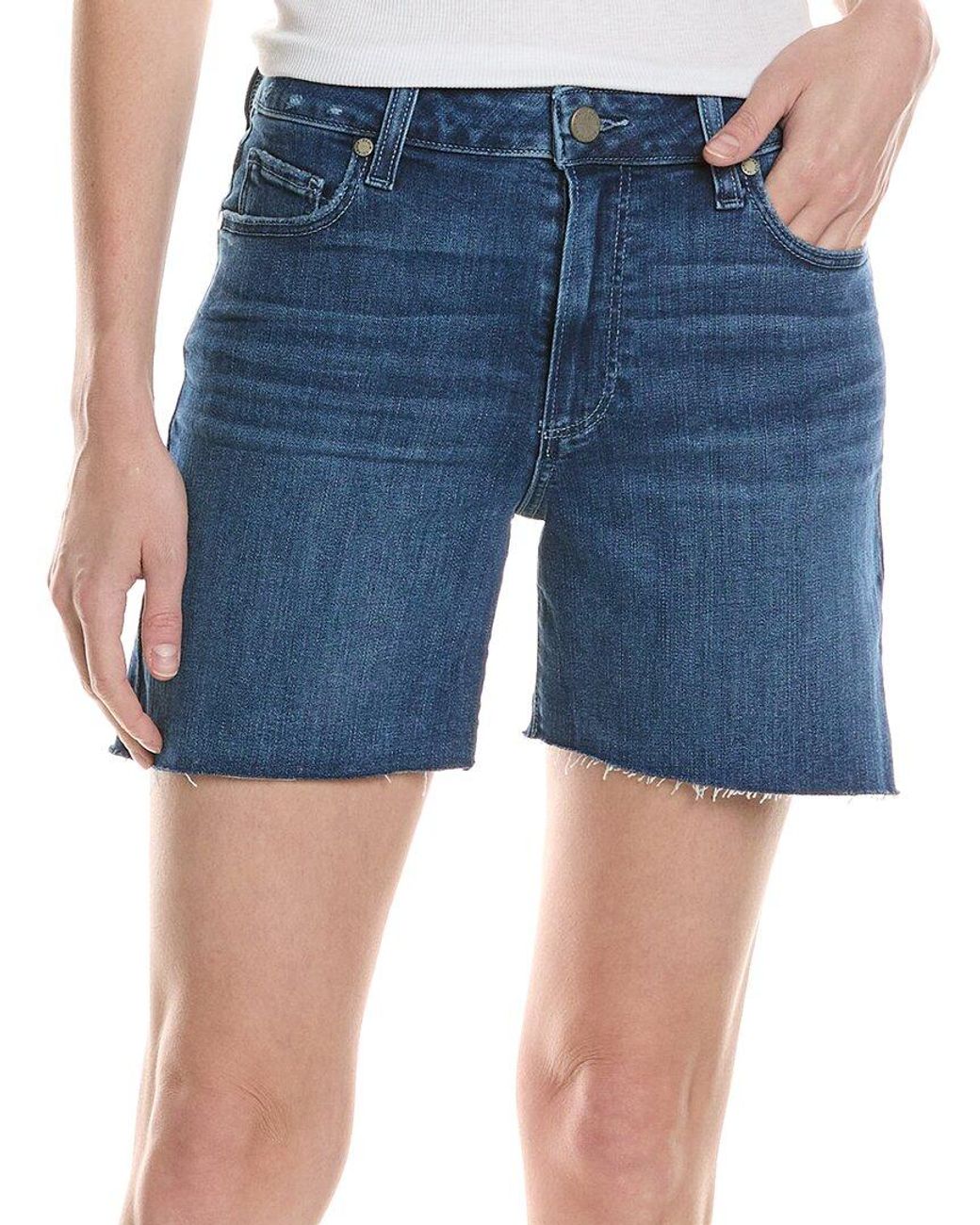 PAIGE Women's Sarah Longline Shorts - High Rise Distressed Denim Cutoffs