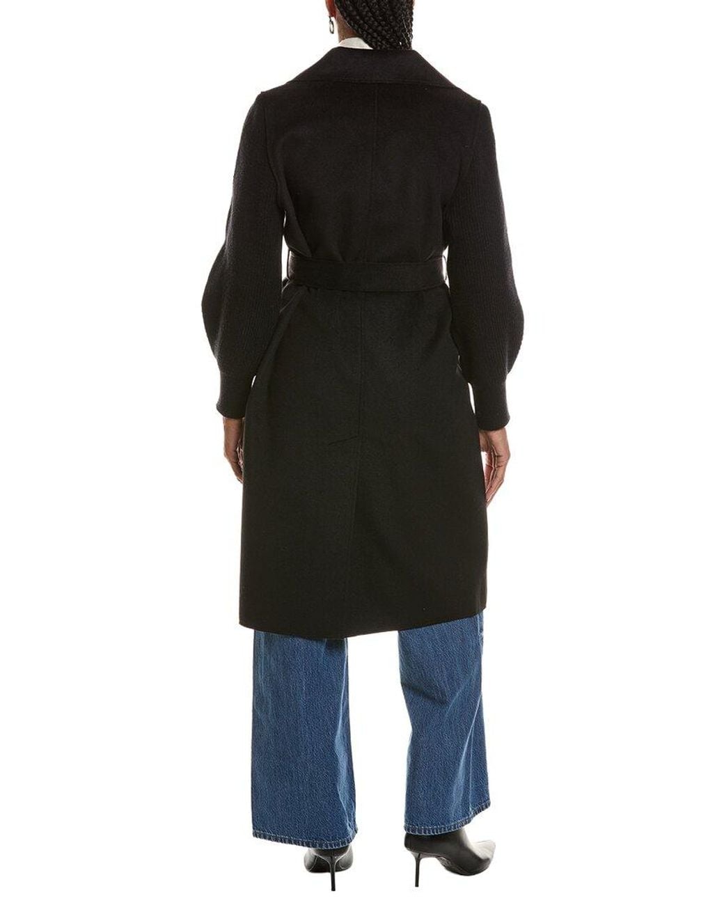 Ellen Tracy Black Mixed Media Double-Face Coat