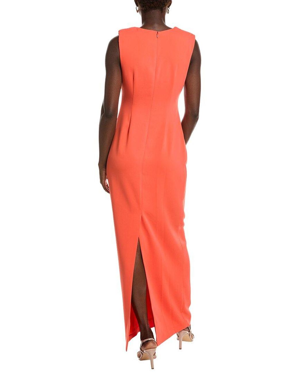 Badgley Mischka Red Wrap Collar Gown