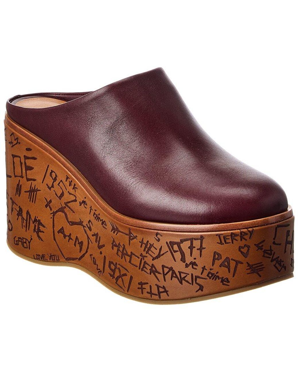 Chloé Red Maxime Leather Wedge Mule