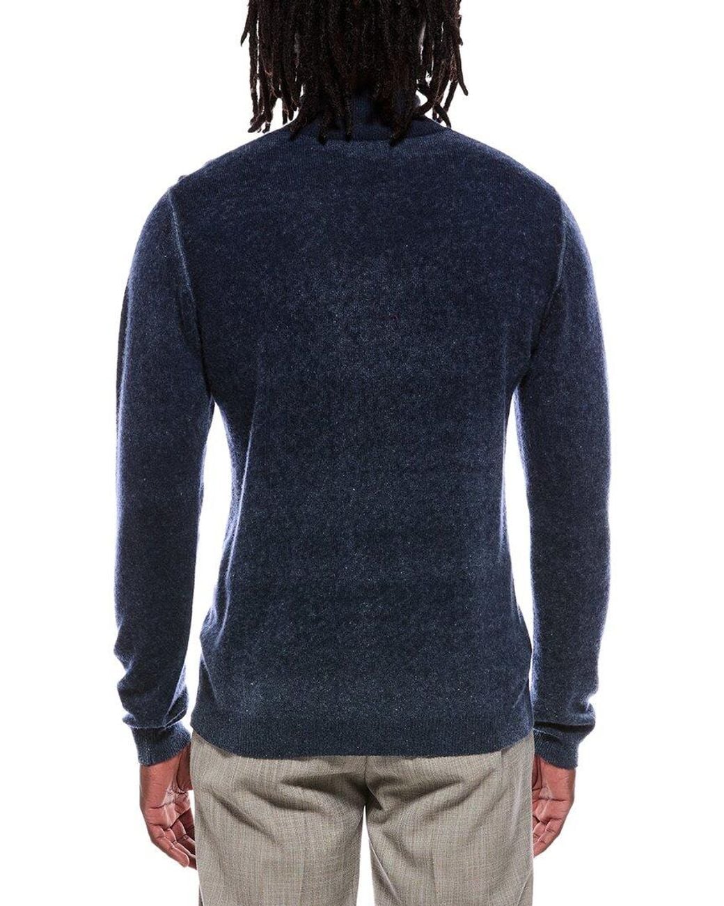 Autumn Cashmere Blue Inked 100% Cashmere 1/4-Zip Mock Neck Sweater for men