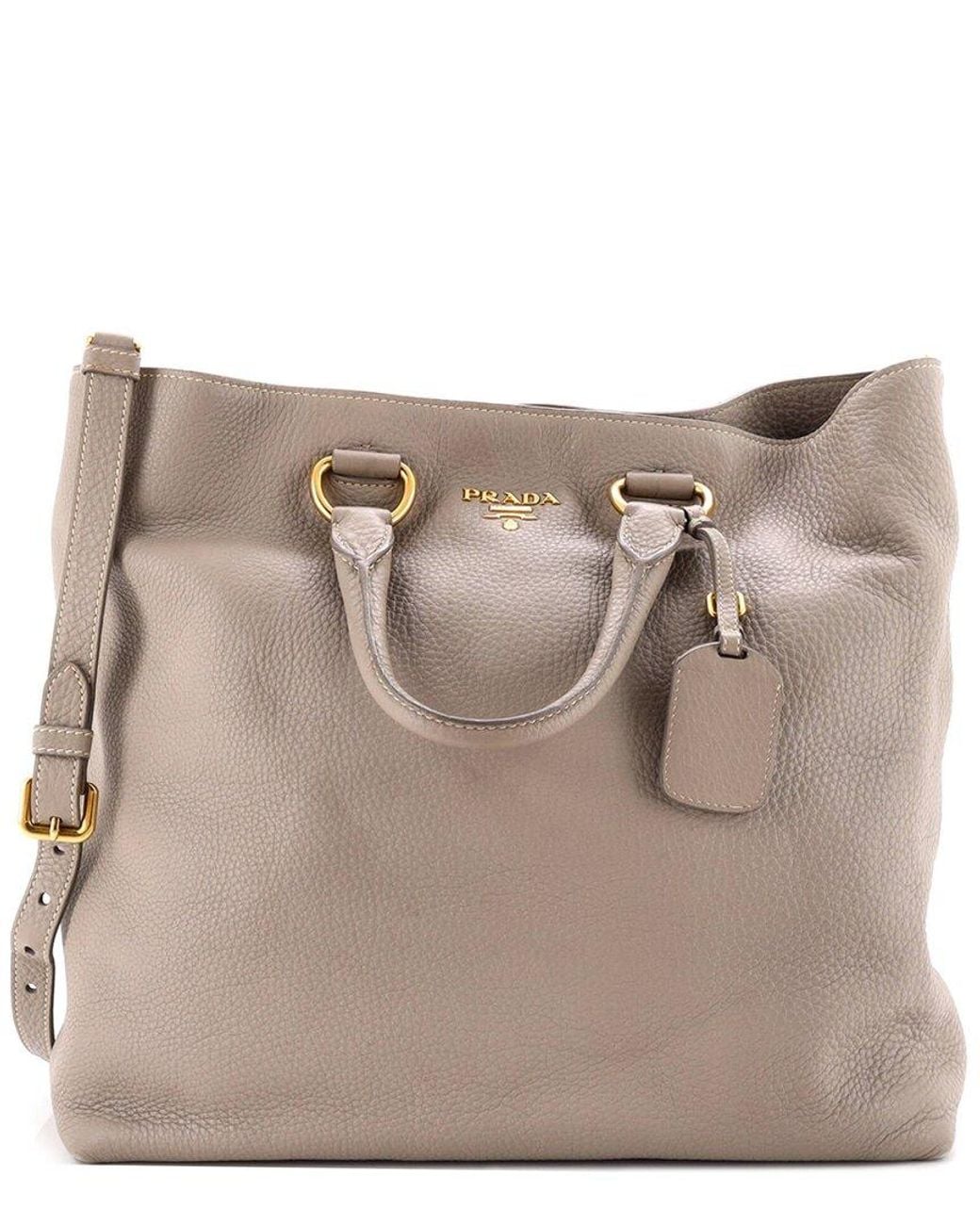 Prada Natural Vitello Daino Convertible Shopper Tote Large (Authentic Pre-Loved)