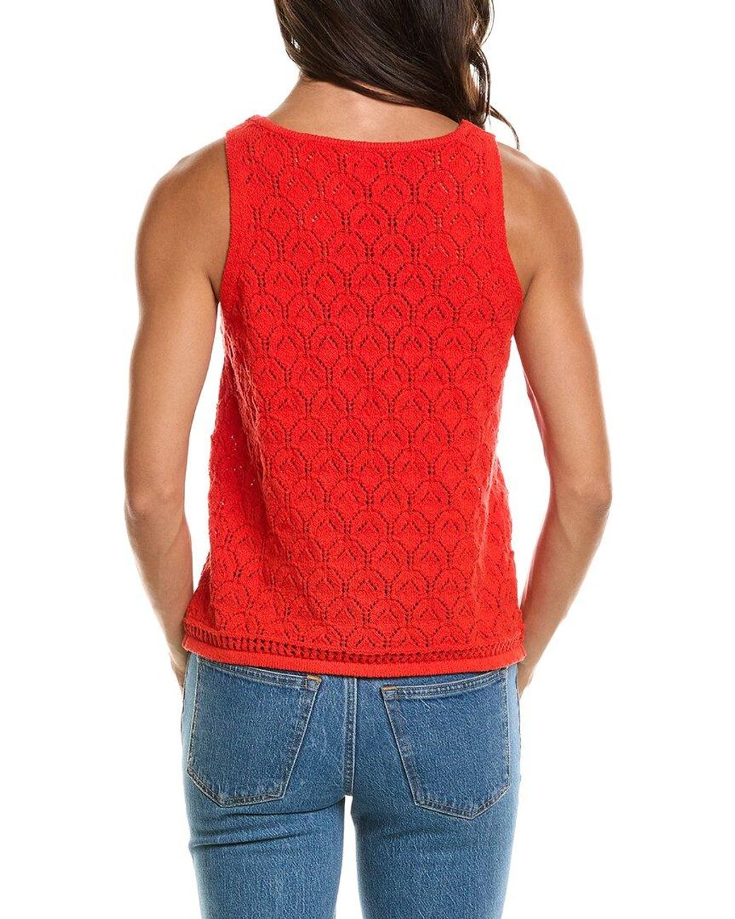Vince Camuto Red Pointelle Tank