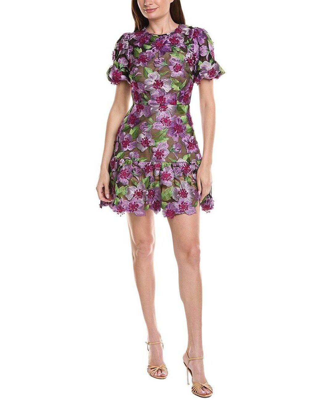 MILLY Yasmin 3D Embroidered Mini Dress