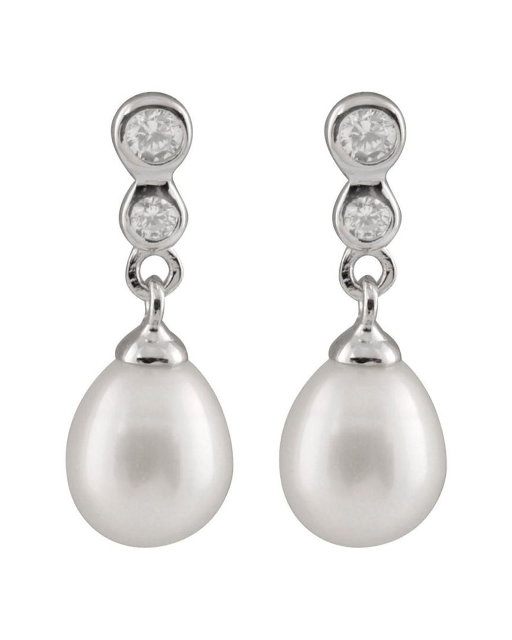 Splendid White Rhodium Over Silver 7-8mm Pearl Earrings