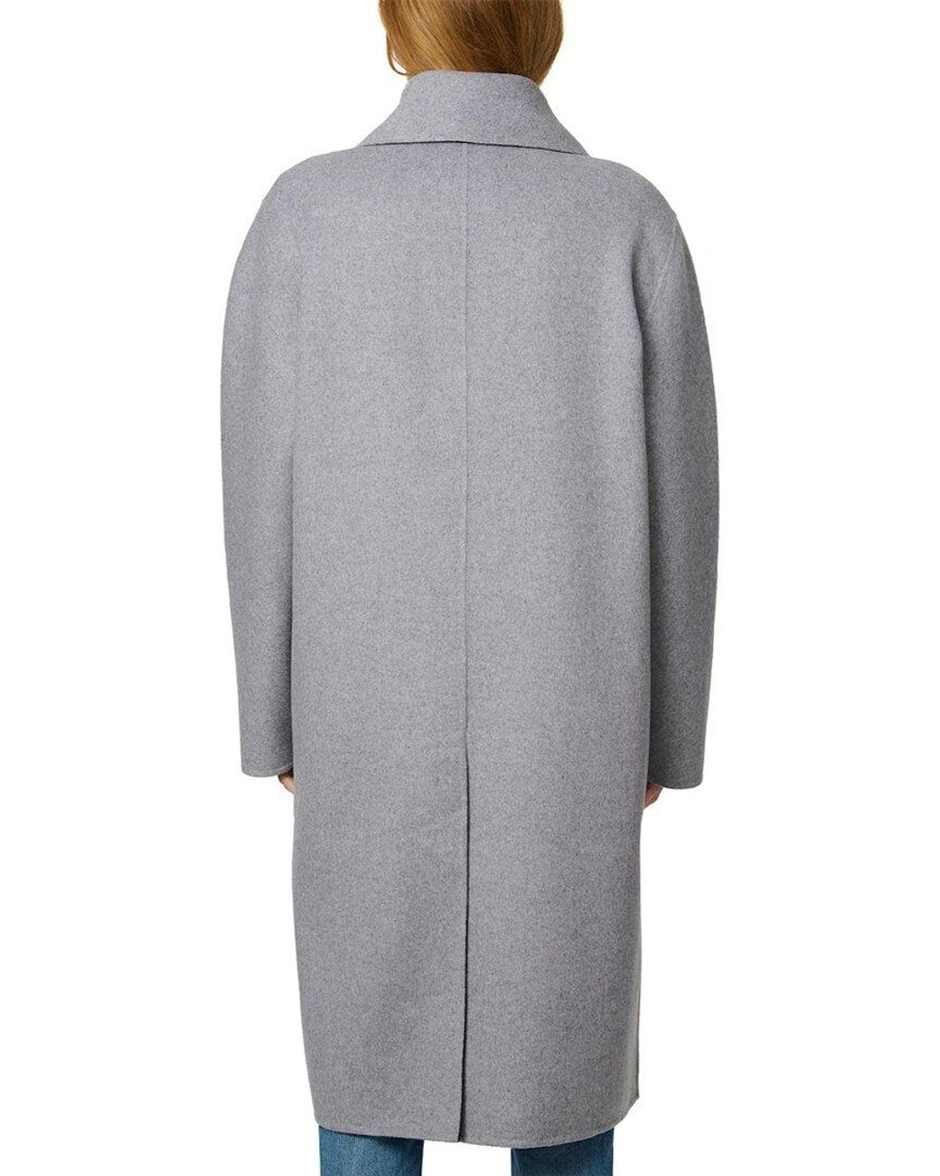 Bernardo Gray Long Wool-Blend Coat