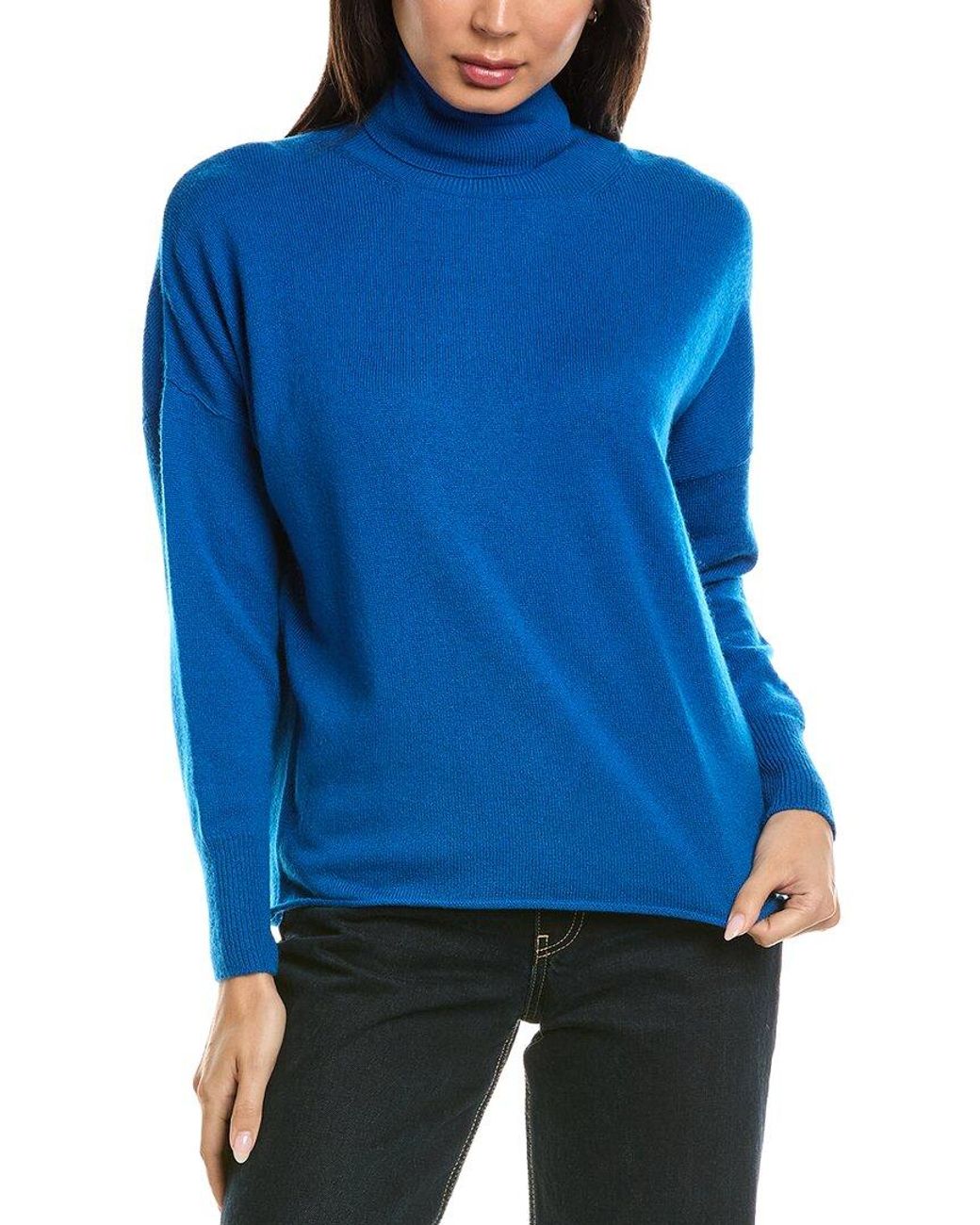 Brodie Cashmere Blue Textured Roll Neck Wool & Cashmere-Blend Sweater