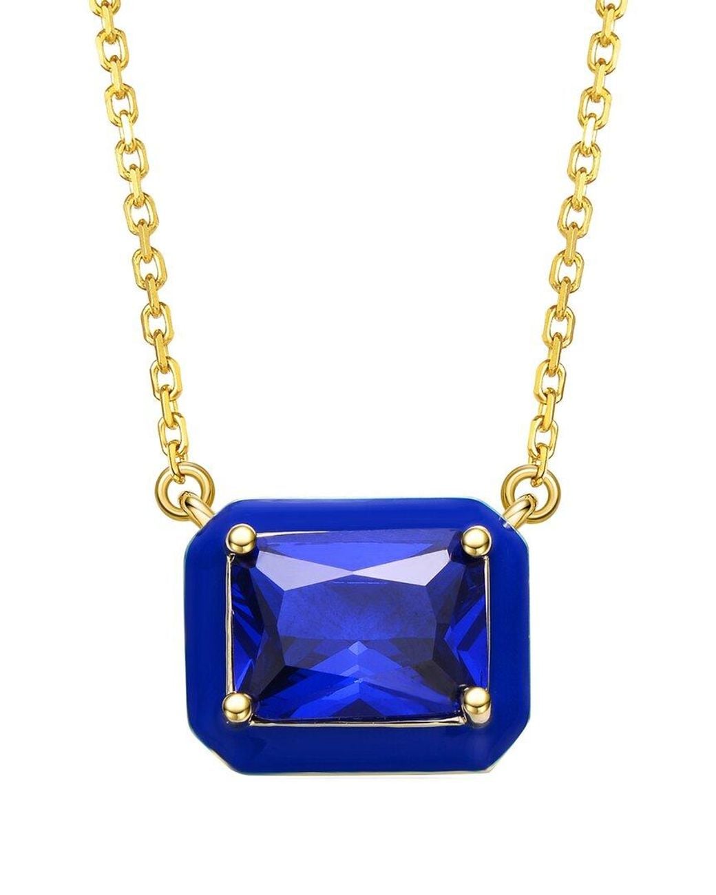 Rachel Glauber Blue 14k Plated Cz Necklace