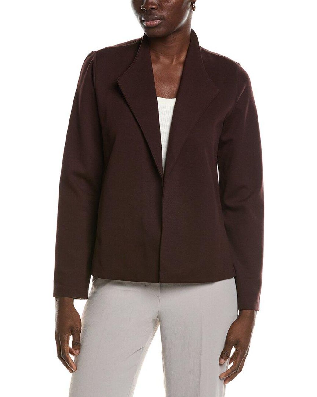 Eileen Fisher High Collar Jacket in Brown Lyst UK