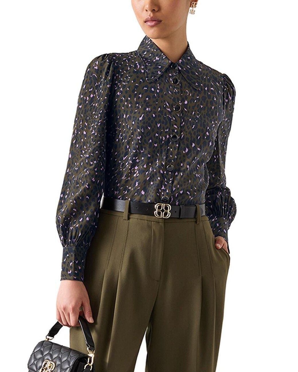 L.K.Bennett Black Sonya Woven Silk Top