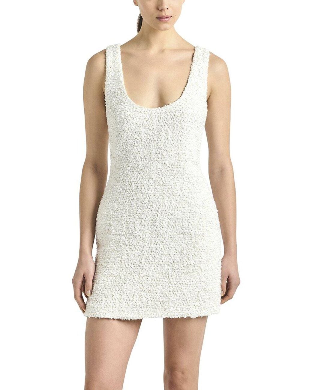 10 Crosby Derek Lam White Ailani Paillette Boucle Scoop Back Tank Dress