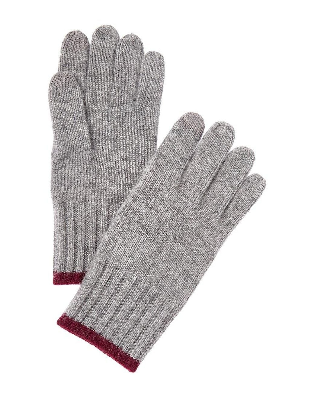 Phenix Gray Tipped Rib Cuff Cashmere Gloves